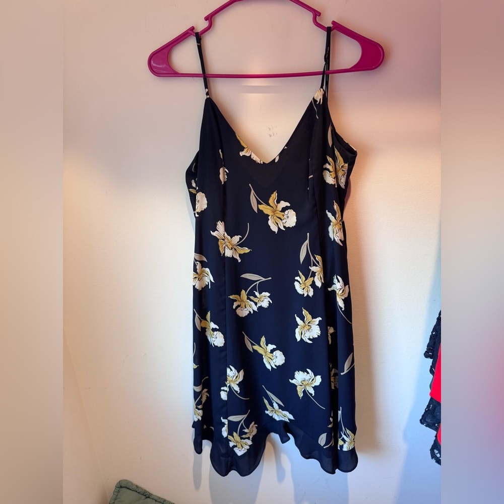 19 Cooper Black Floral Slip Dress with Yellow & White Flowers